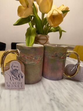 Claude Monet The Master's Series Pastel Ceramic Mug with Gold Handle - Set of 2